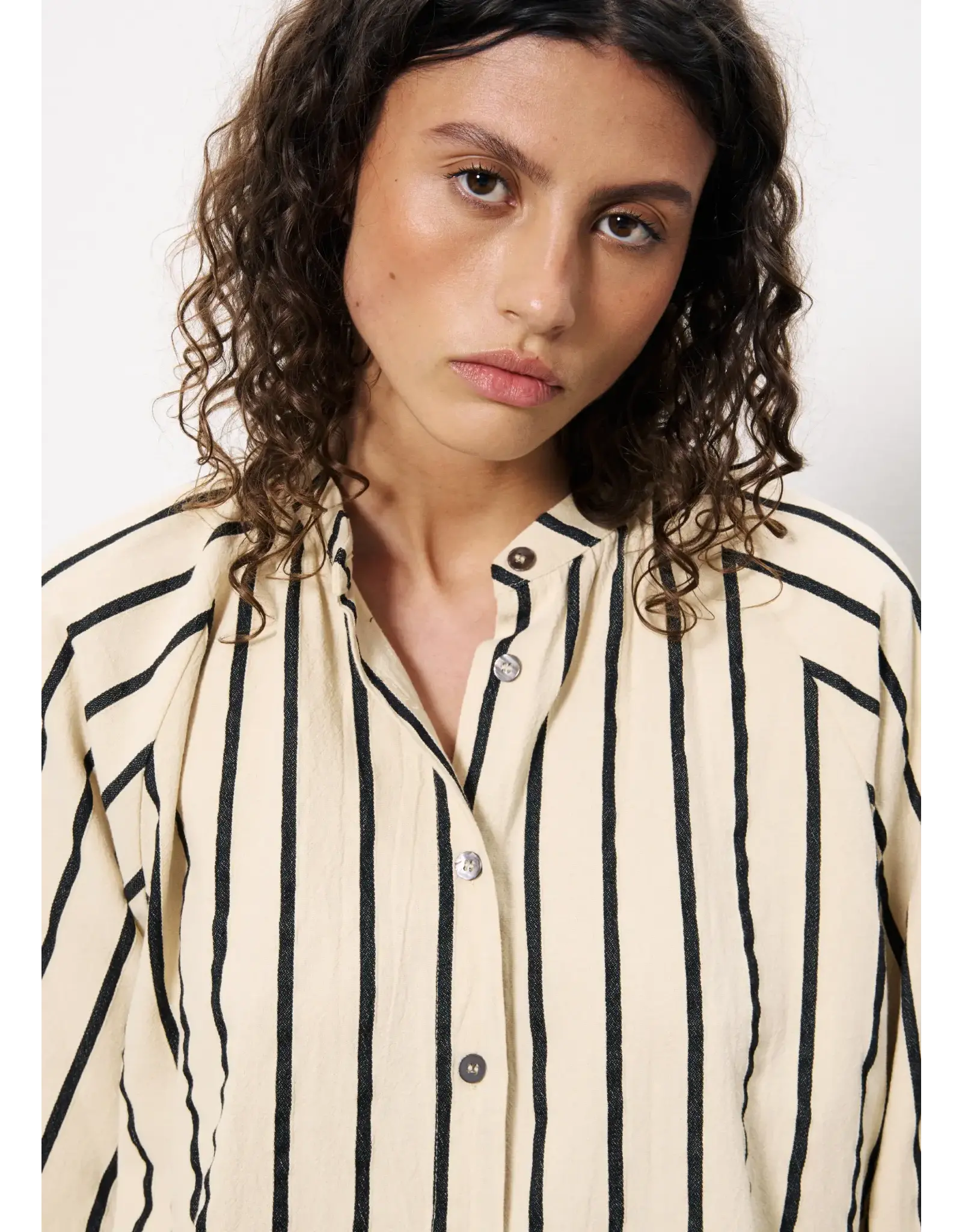 FALL STRIPE BUTTON UP BLOUSE