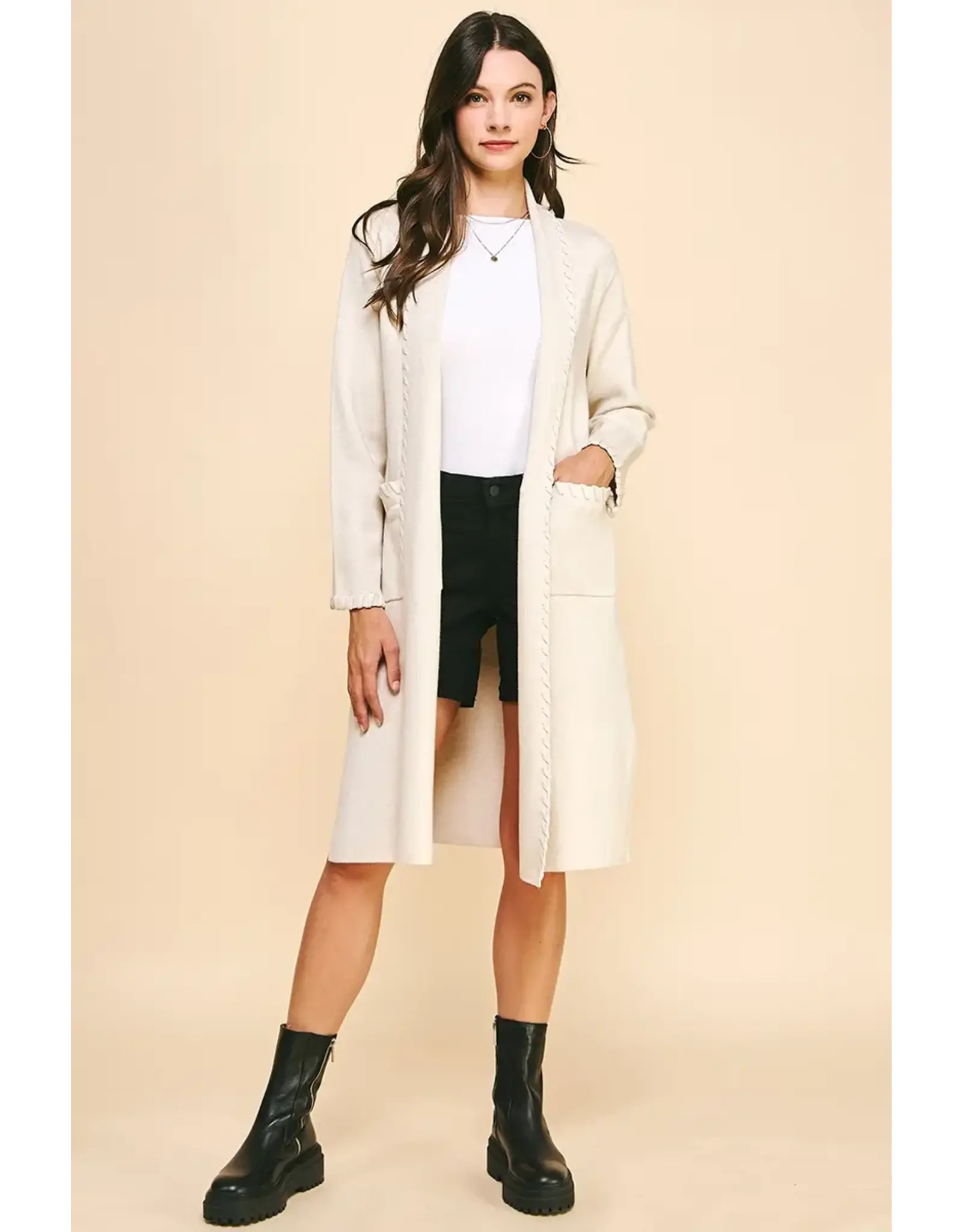 EDGE DETAIL OPEN KNIT CARDIGAN