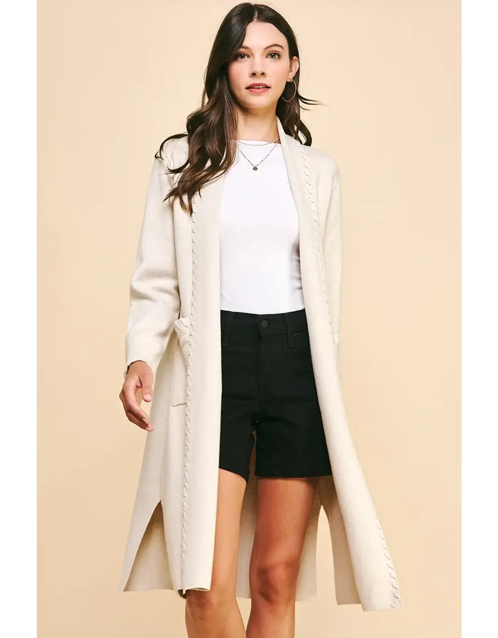 EDGE DETAIL OPEN KNIT CARDIGAN