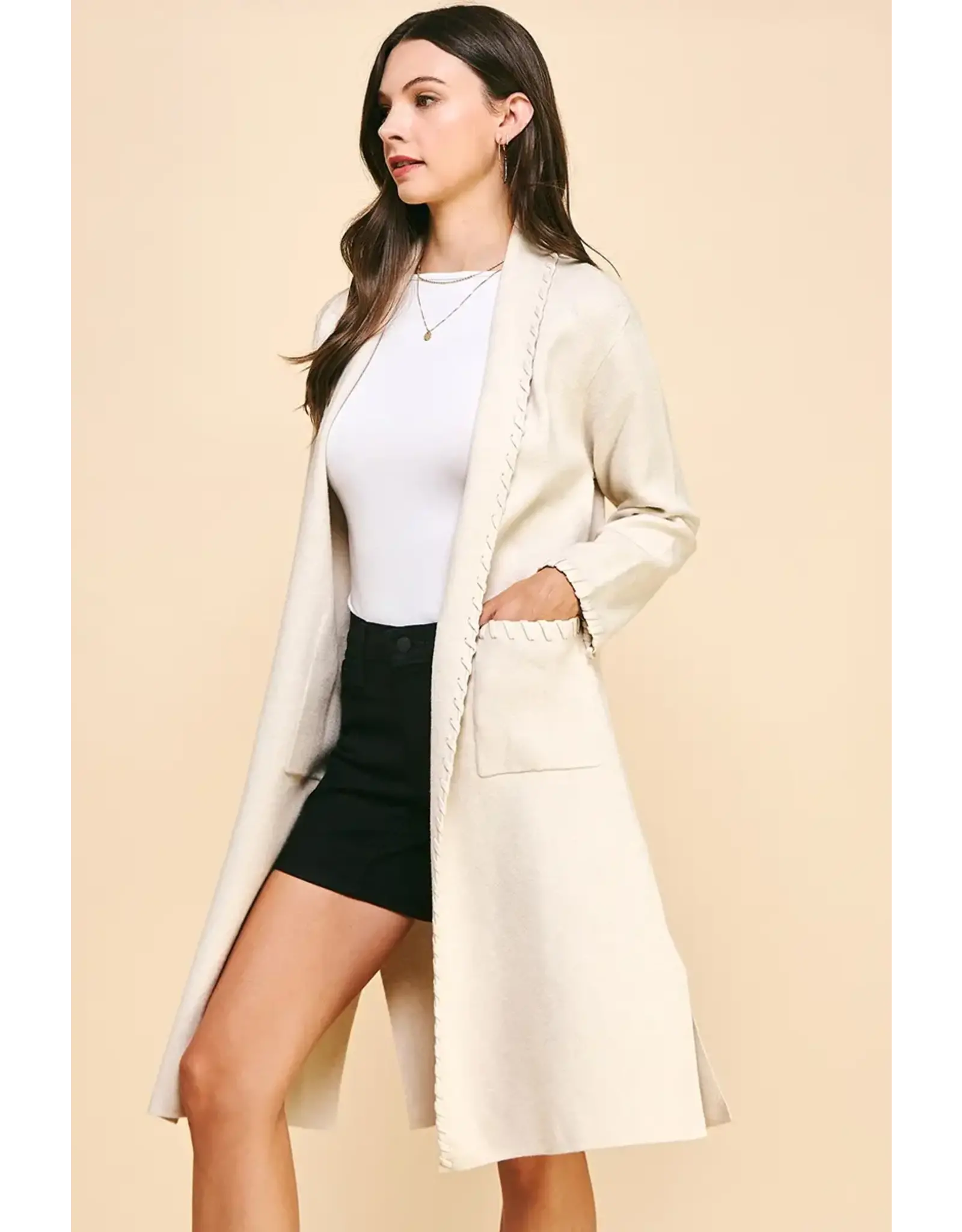 EDGE DETAIL OPEN KNIT CARDIGAN