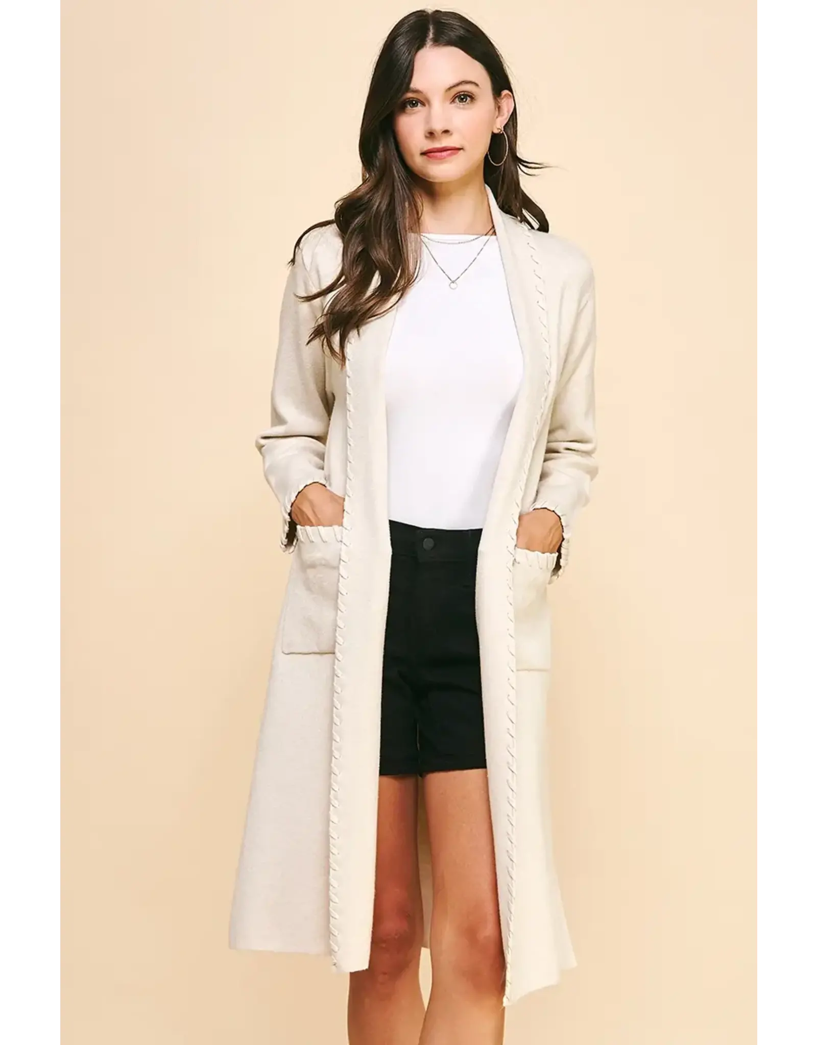 EDGE DETAIL OPEN KNIT CARDIGAN