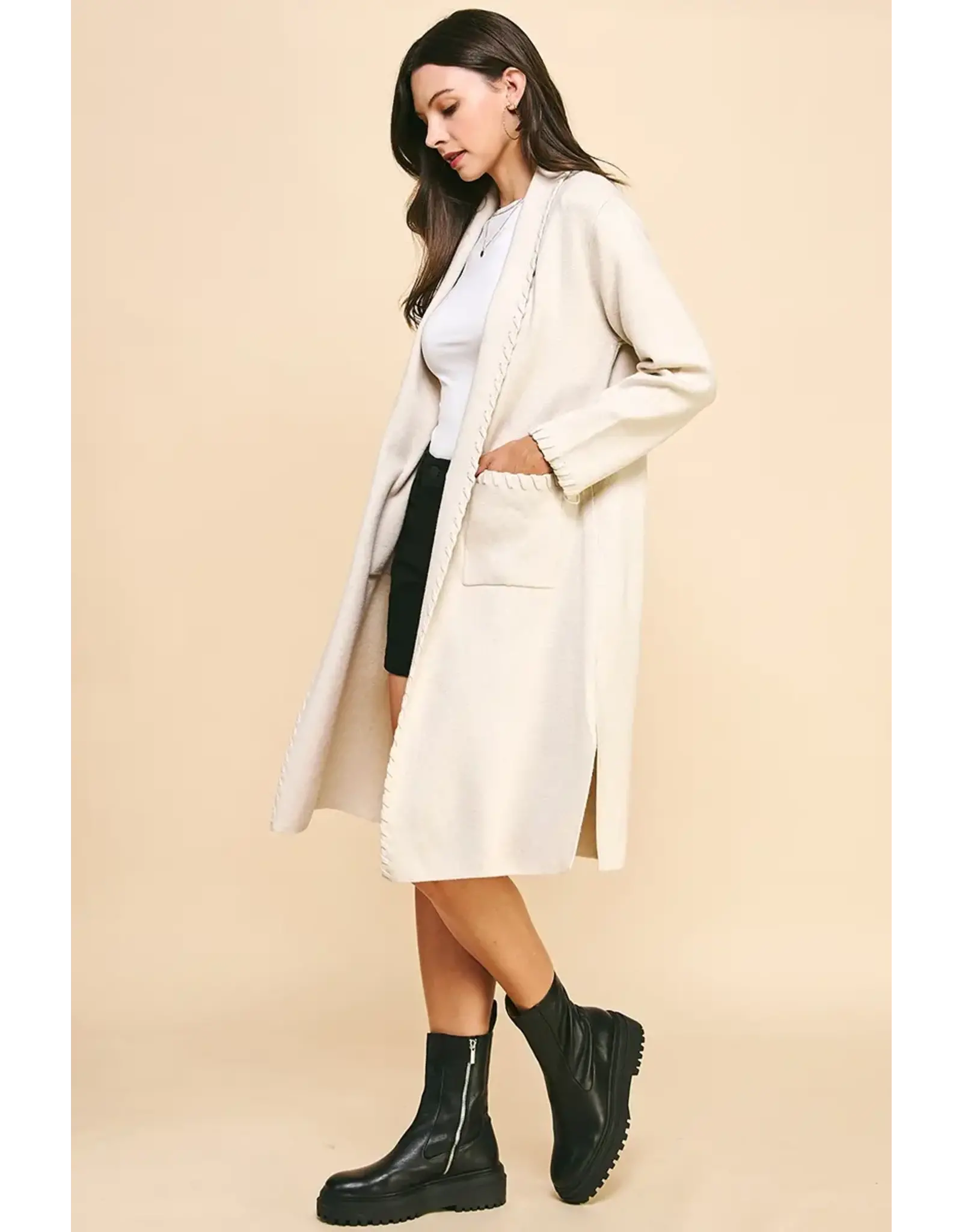 EDGE DETAIL OPEN KNIT CARDIGAN