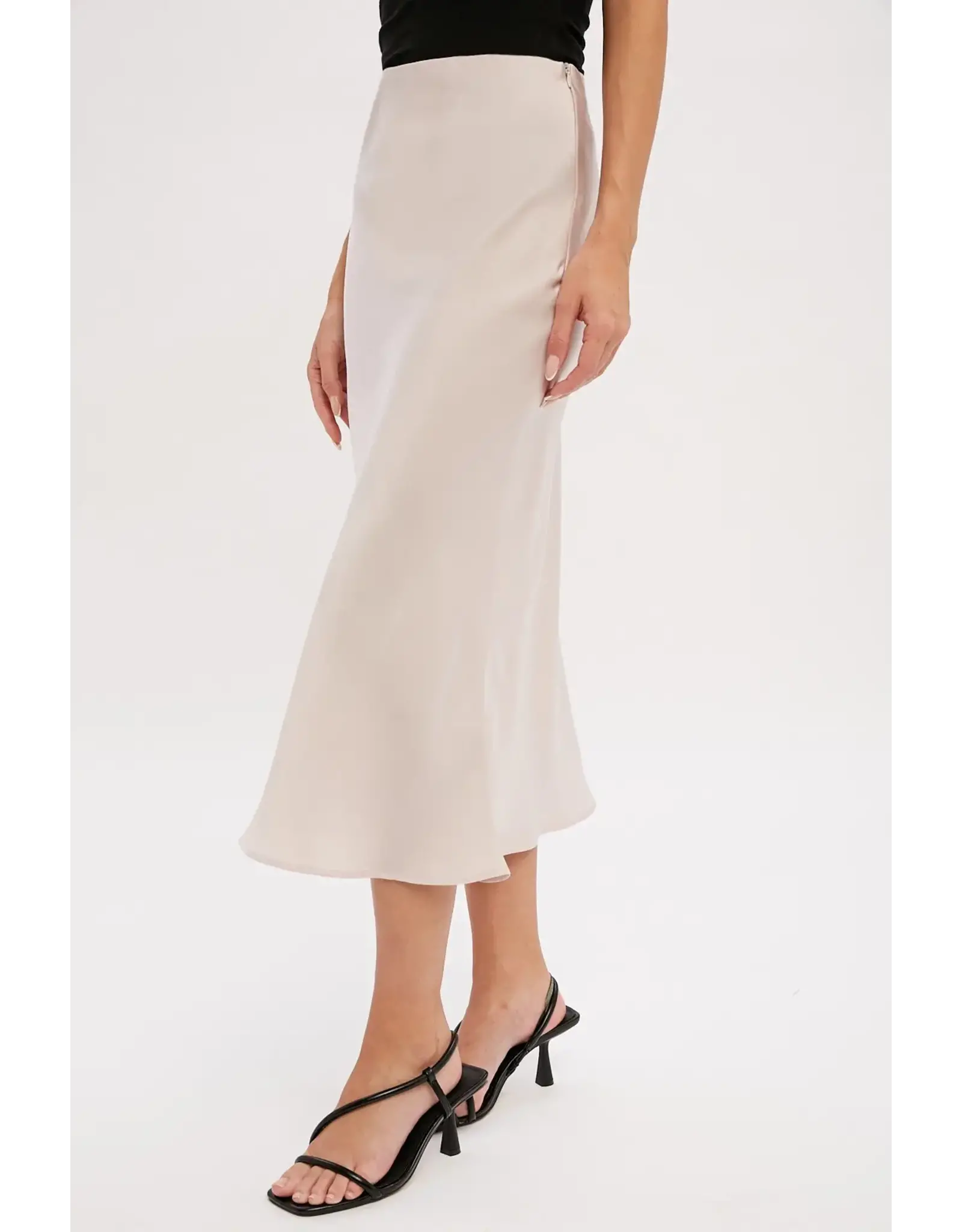 BLUIVY SATIN MIDI SKIRT