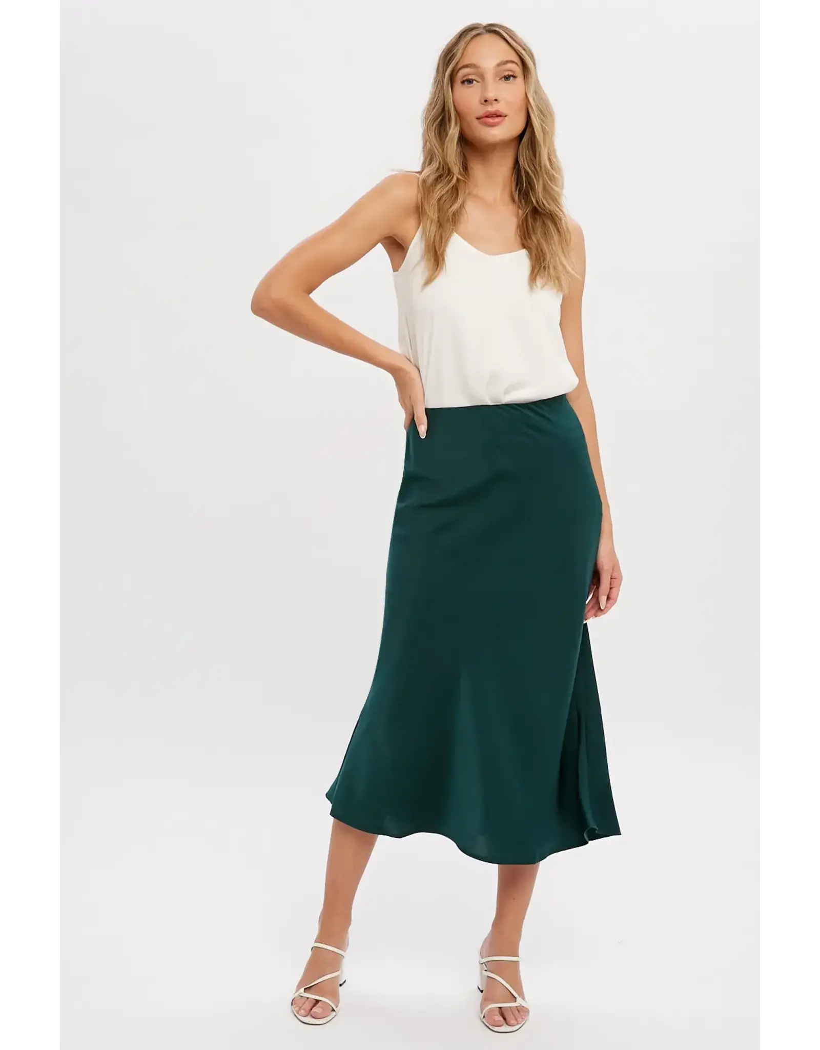 BLUIVY SATIN MIDI SKIRT