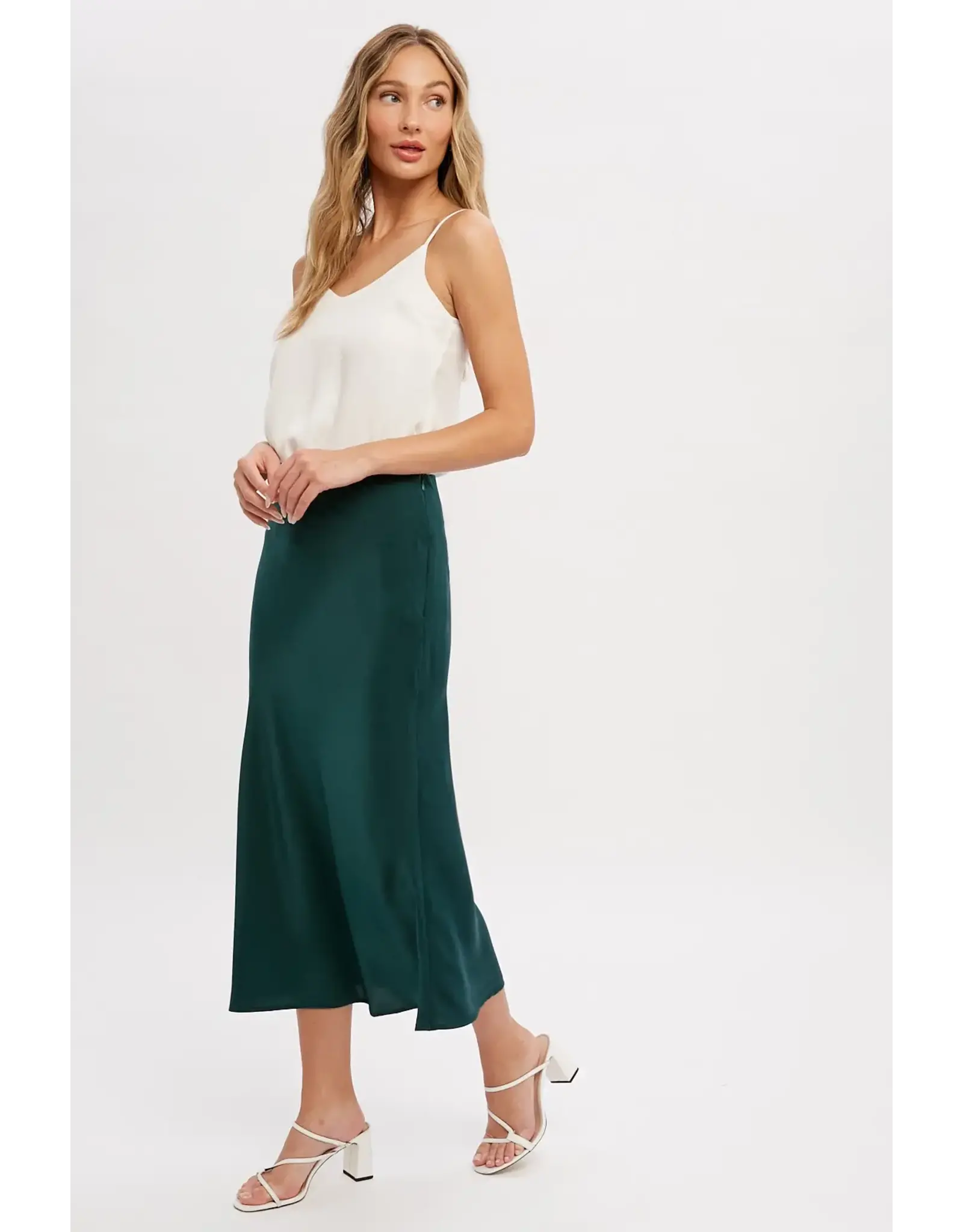 SATIN MIDI SKIRT