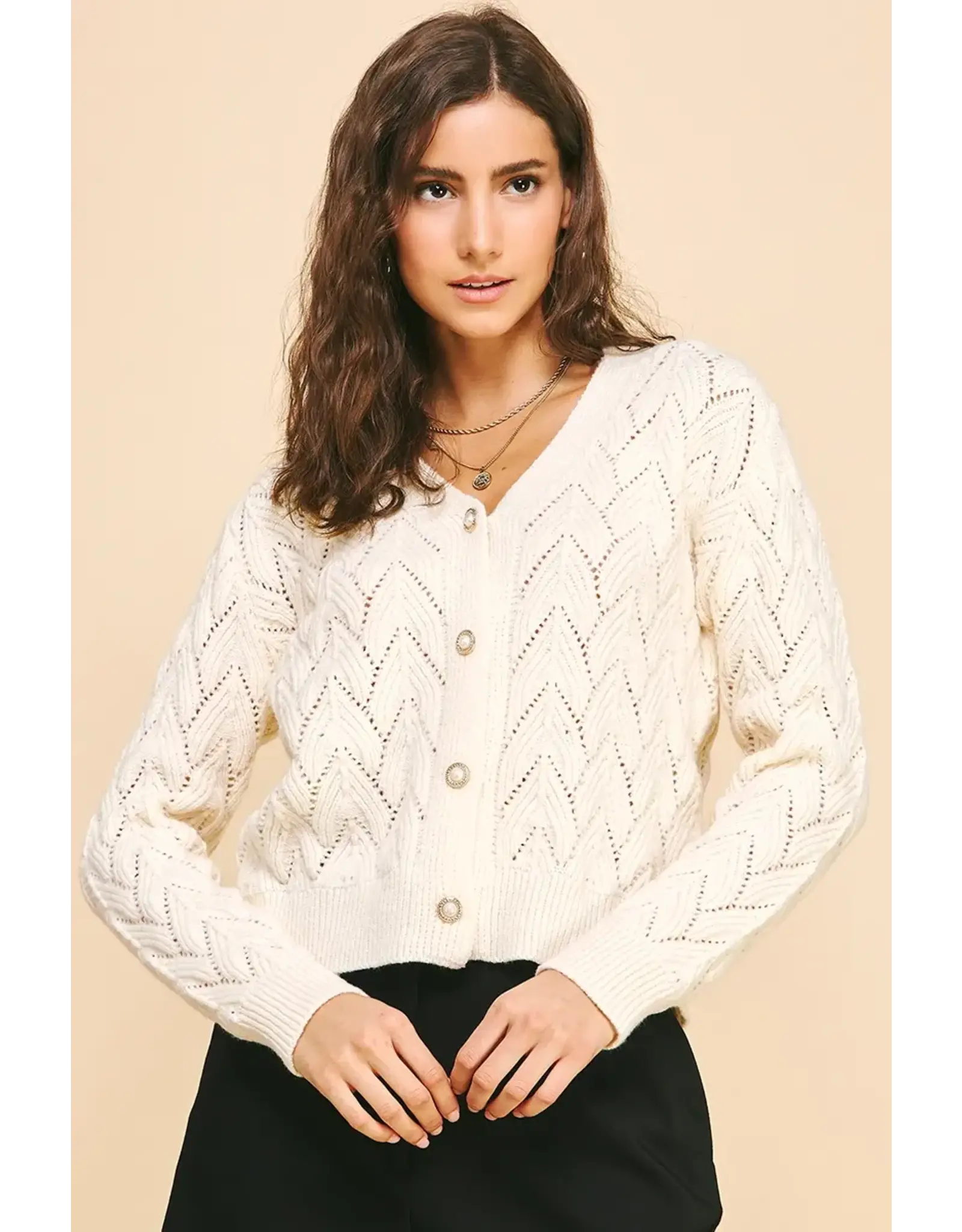 PEARL BUTTON DOWN KNIT CARDIGAN