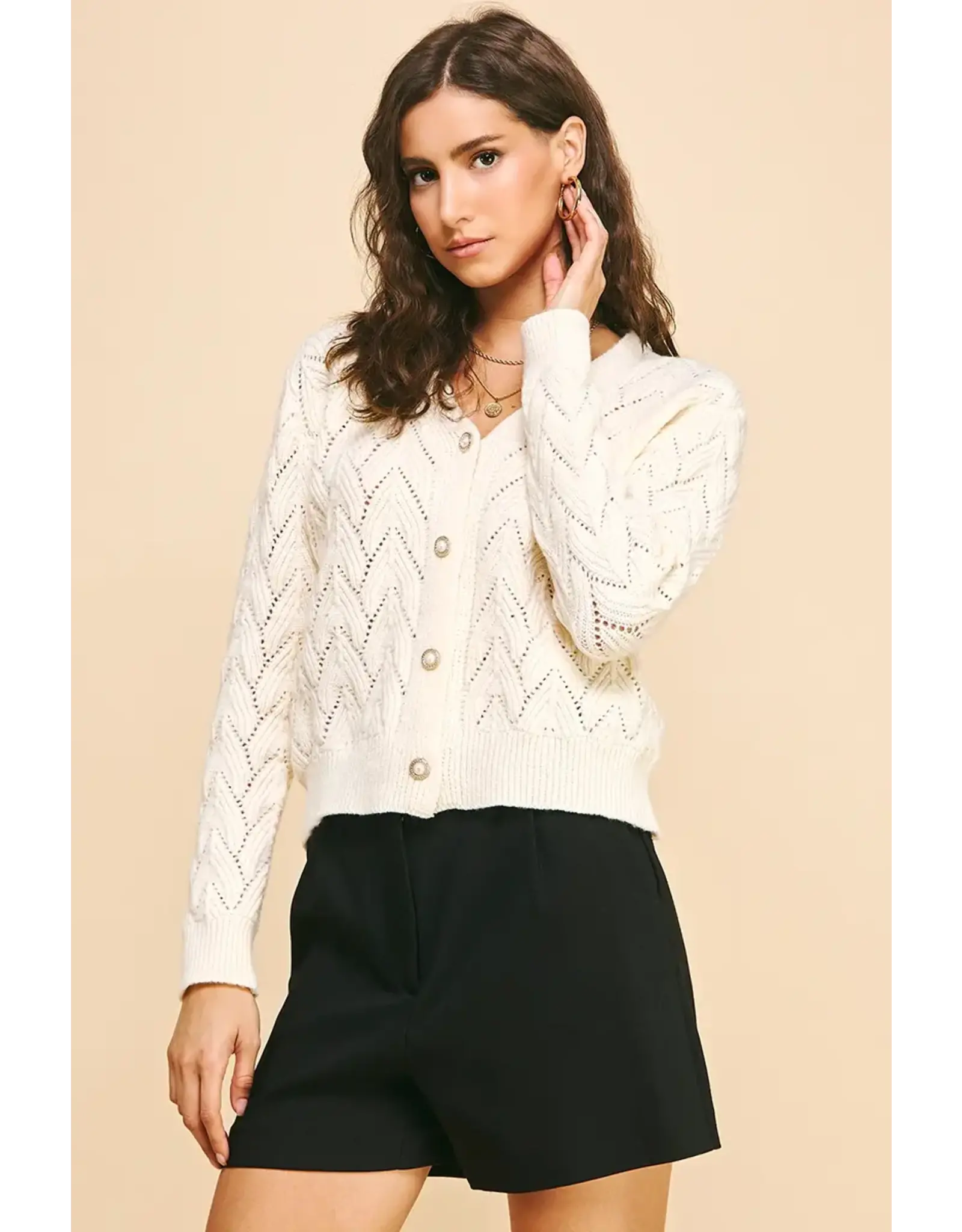PEARL BUTTON DOWN KNIT CARDIGAN