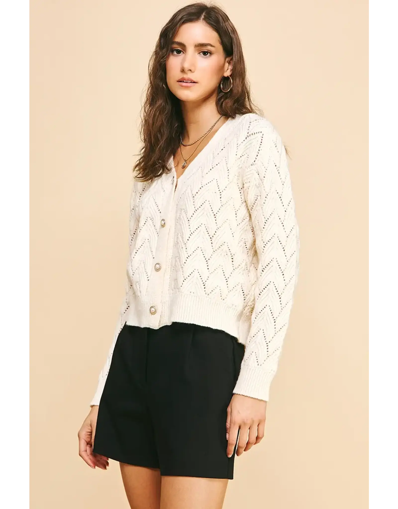 PEARL BUTTON DOWN KNIT CARDIGAN
