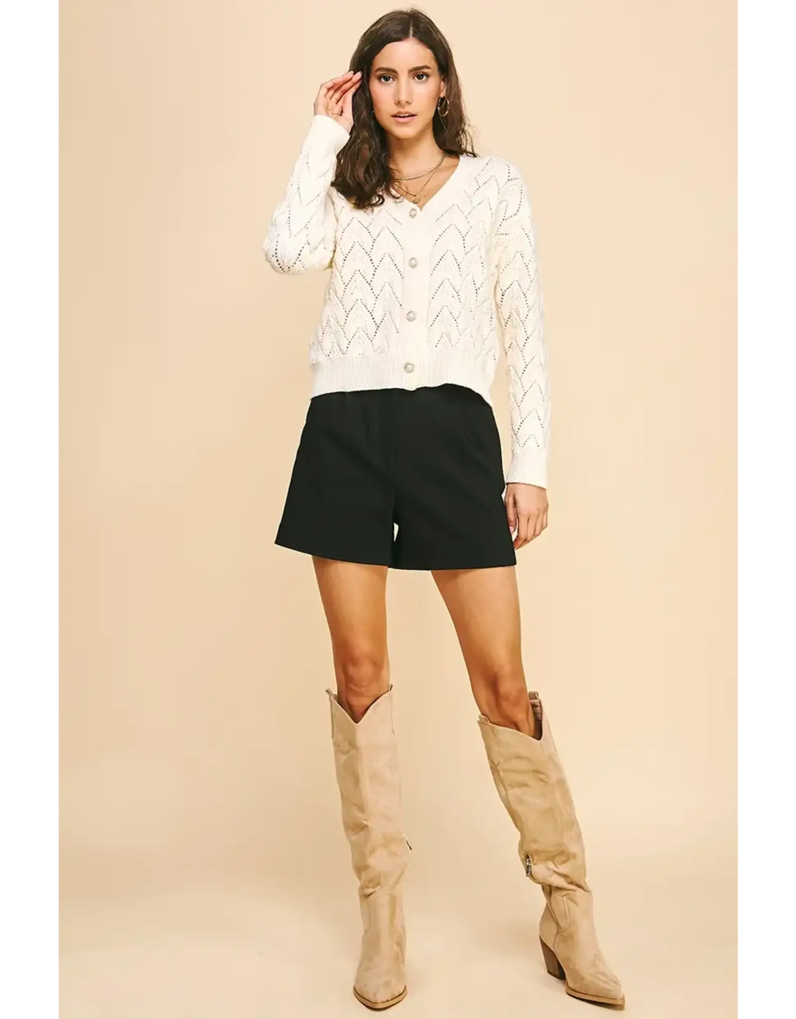 PEARL BUTTON DOWN KNIT CARDIGAN