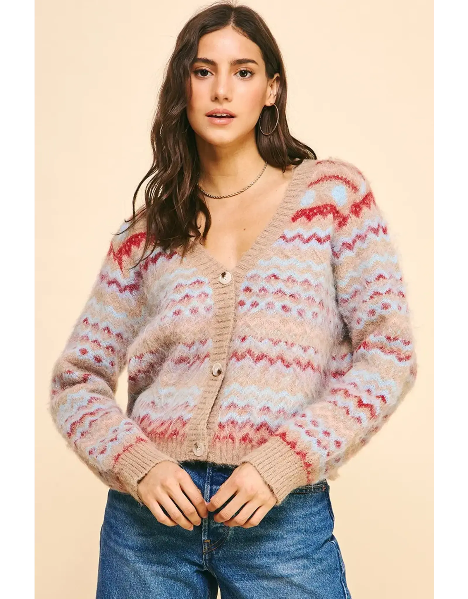 STRIPED BUTTON DOWN CARDIGAN