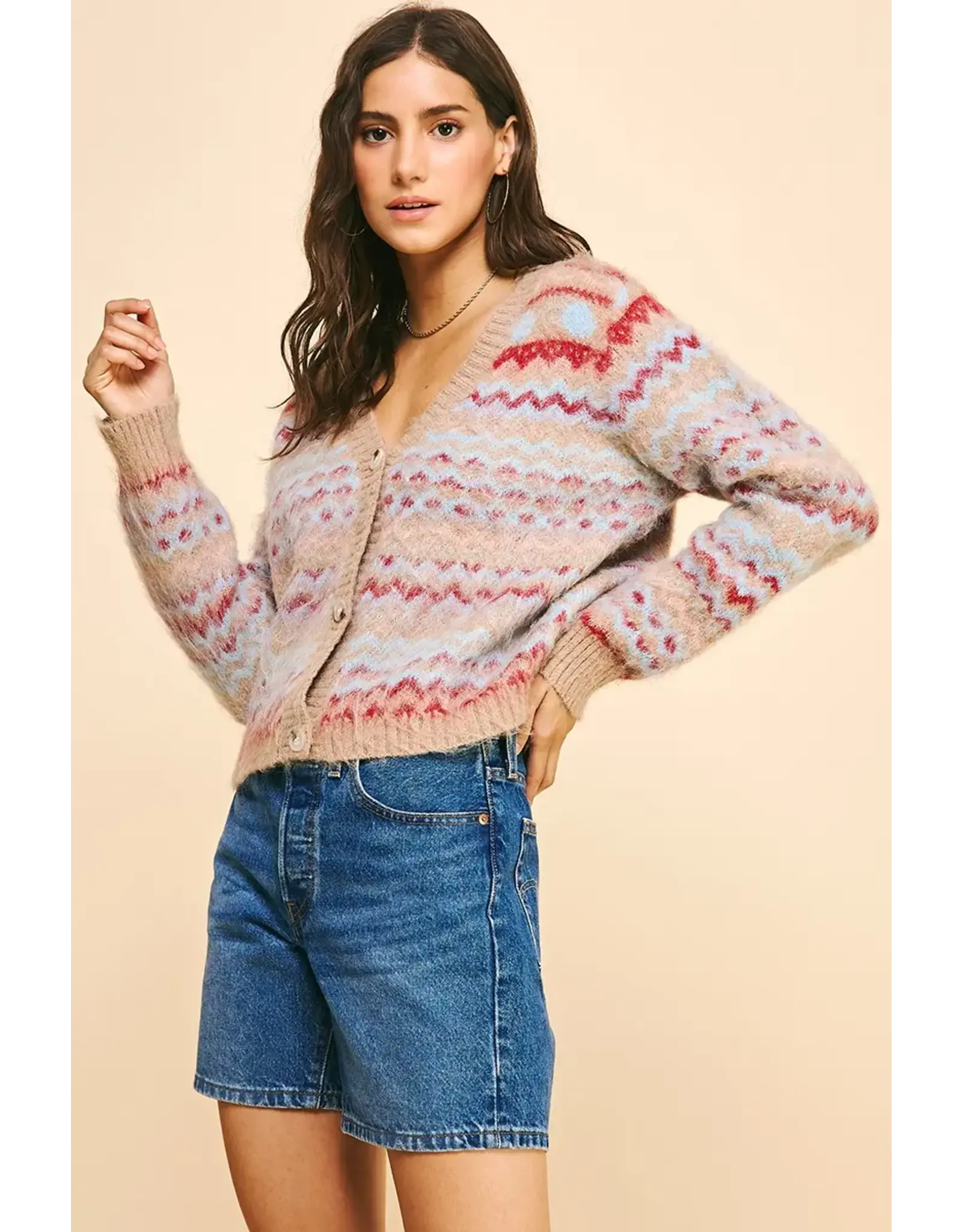 STRIPED BUTTON DOWN CARDIGAN