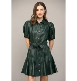 SSLV FAUX LEATHER DRESS