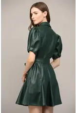 SSLV FAUX LEATHER DRESS