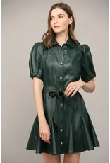 SSLV FAUX LEATHER DRESS