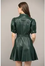 SSLV FAUX LEATHER DRESS
