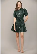 SSLV FAUX LEATHER DRESS