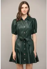 SSLV FAUX LEATHER DRESS