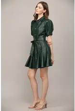 SSLV FAUX LEATHER DRESS