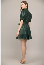 SSLV FAUX LEATHER DRESS