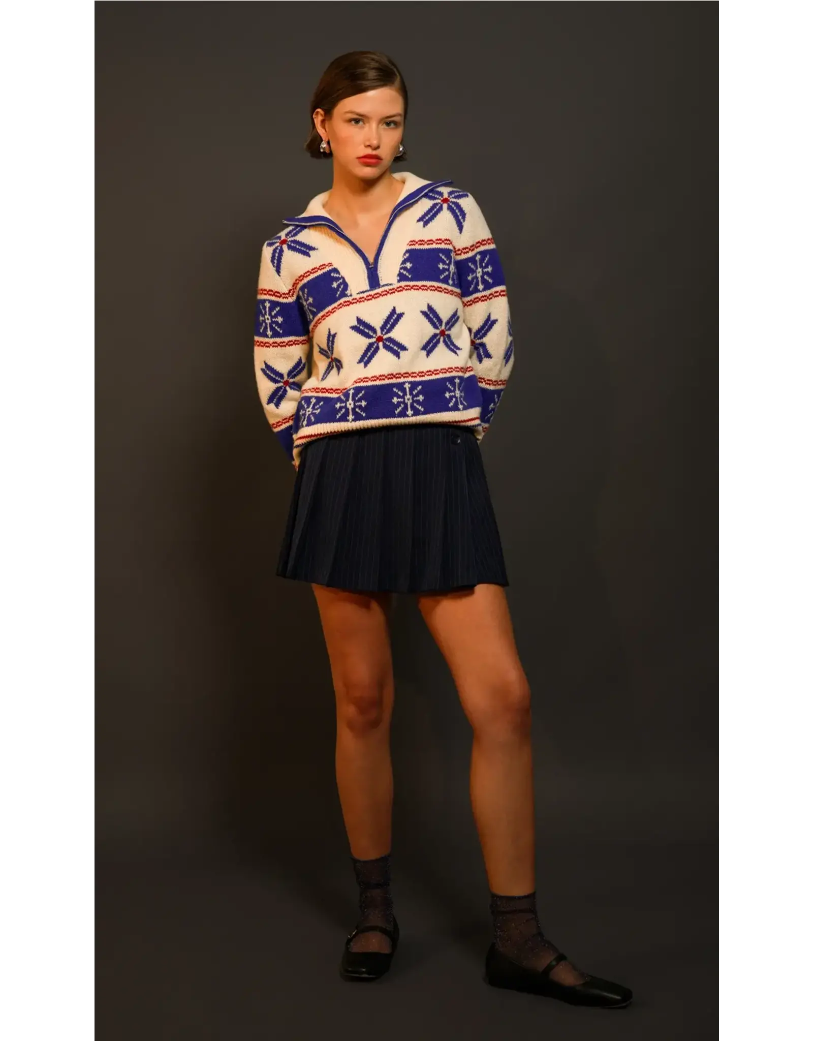THE VALERIE COLLARD RIBBED KNIT SWEATER