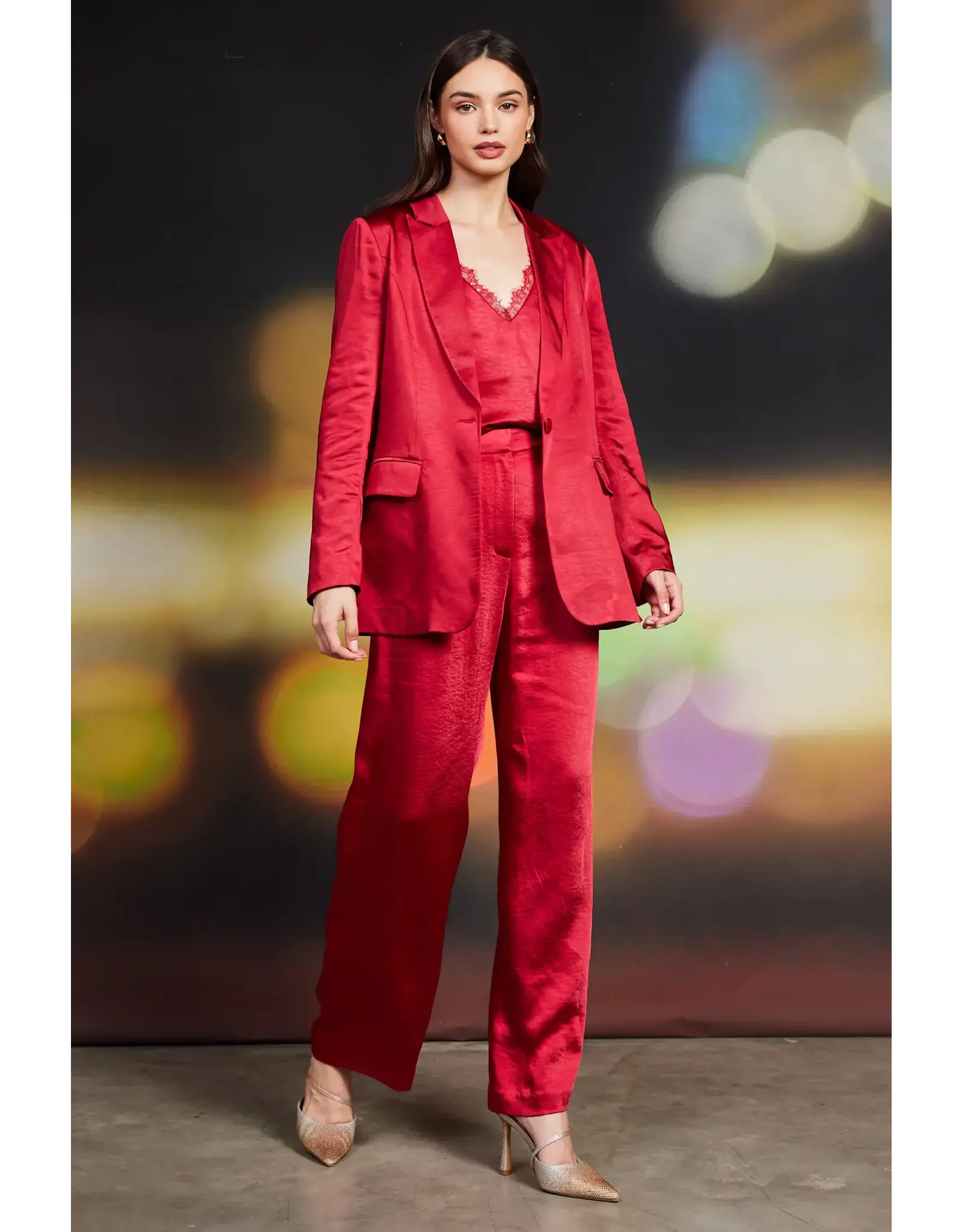 SINGLE BUTTON WINTER SATIN BLAZER