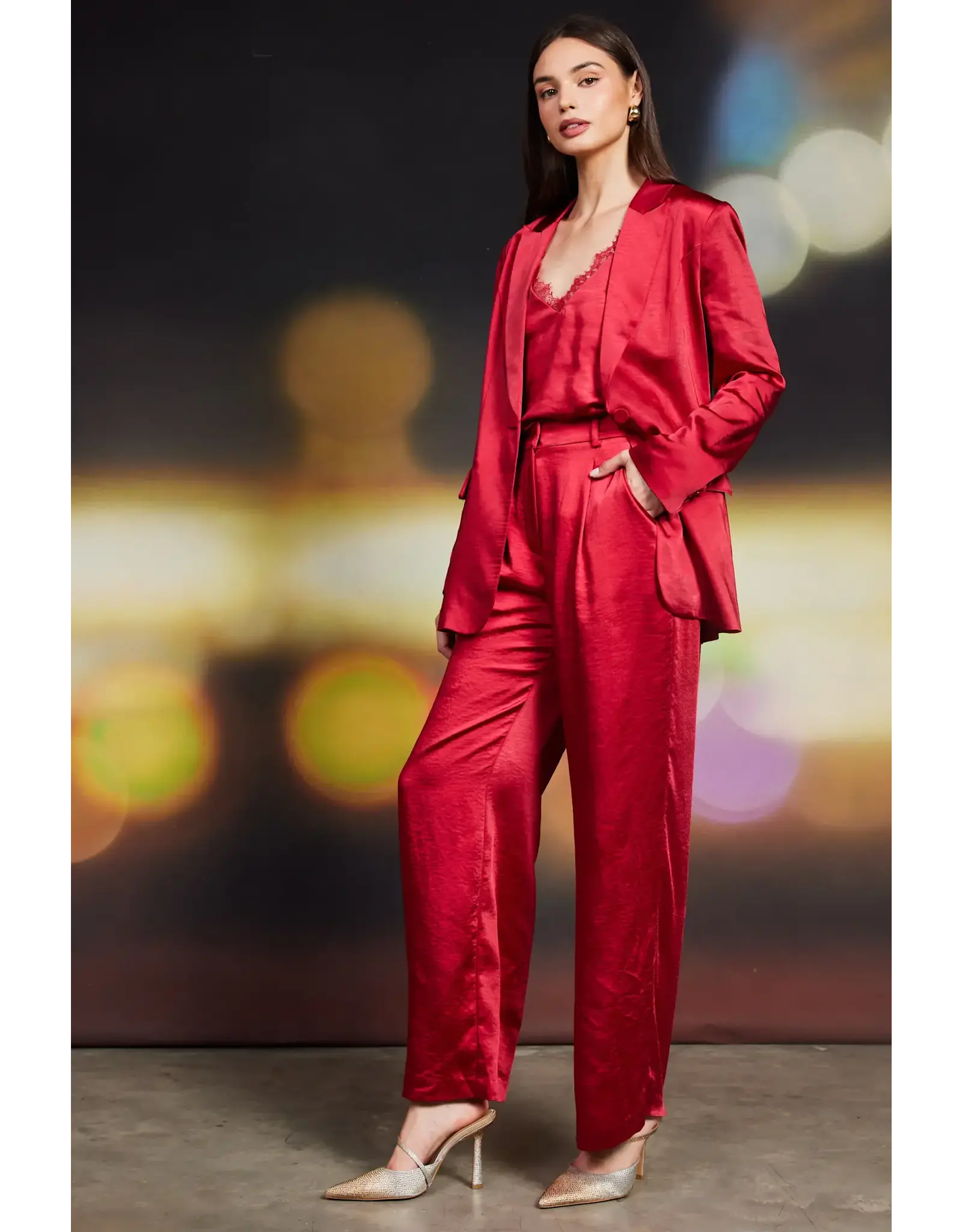 WINTER SATIN ELASTIC TROUSERS