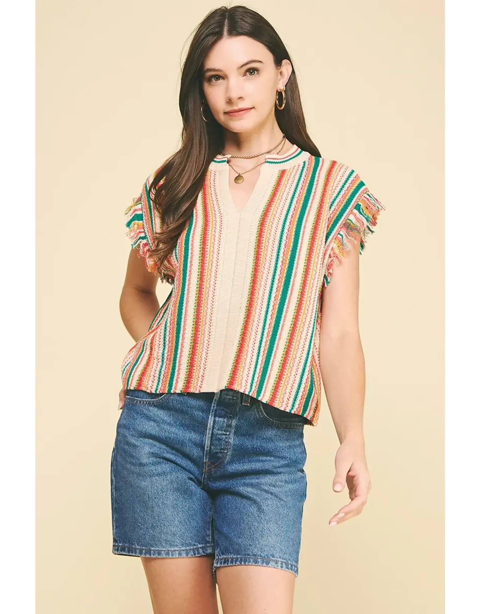 COLOR BLOCK CROCHET TOP