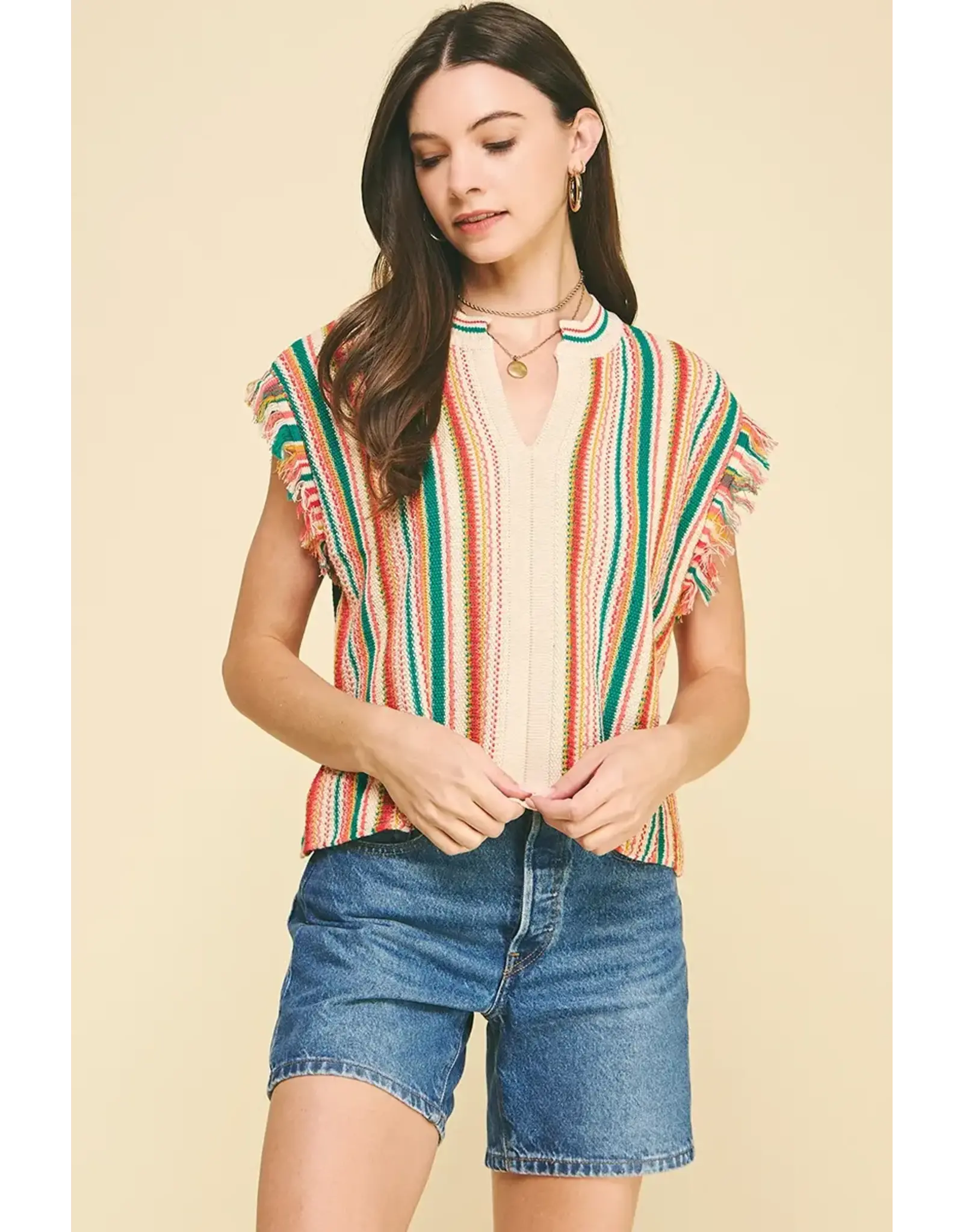 COLOR BLOCK CROCHET TOP