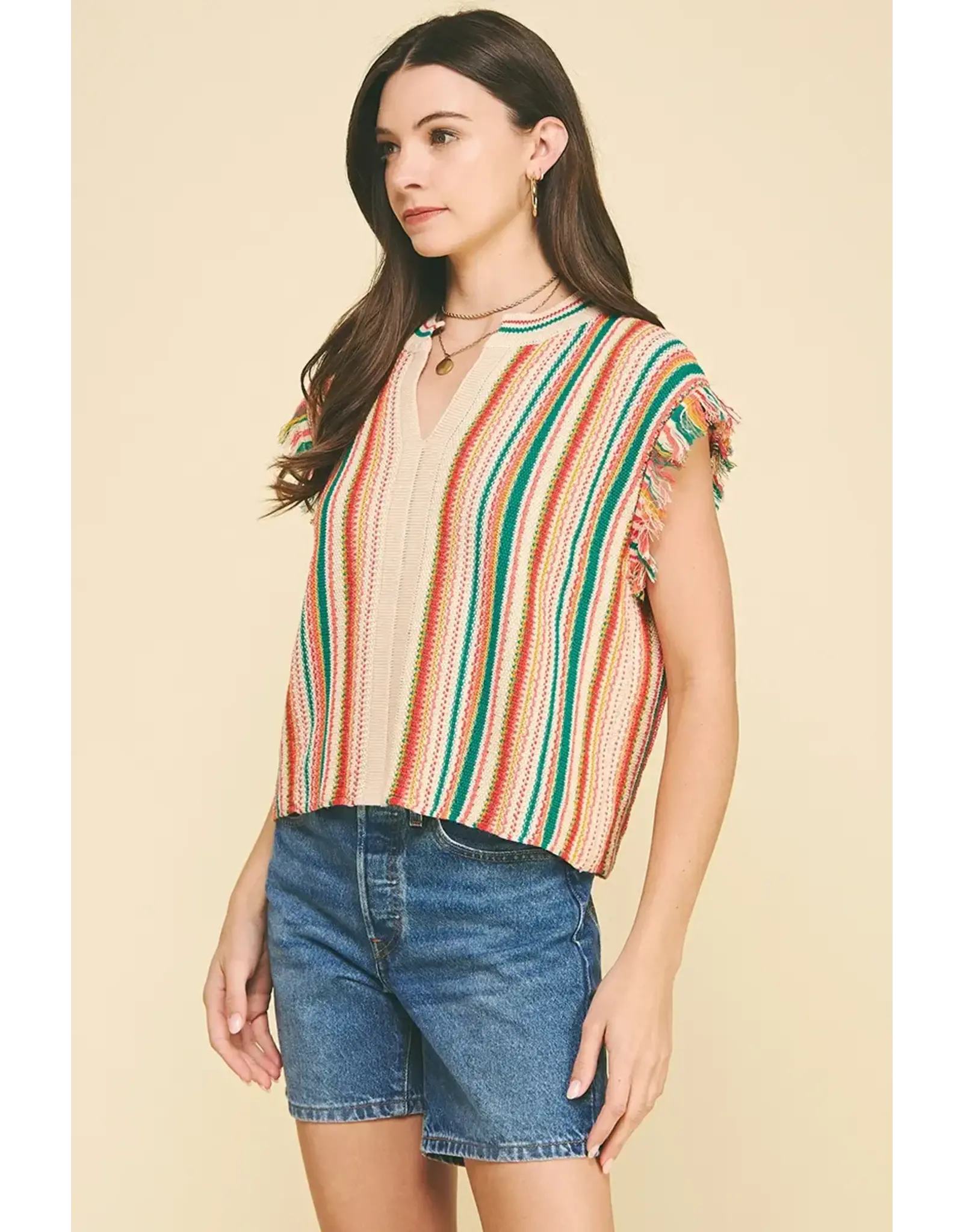COLOR BLOCK CROCHET TOP