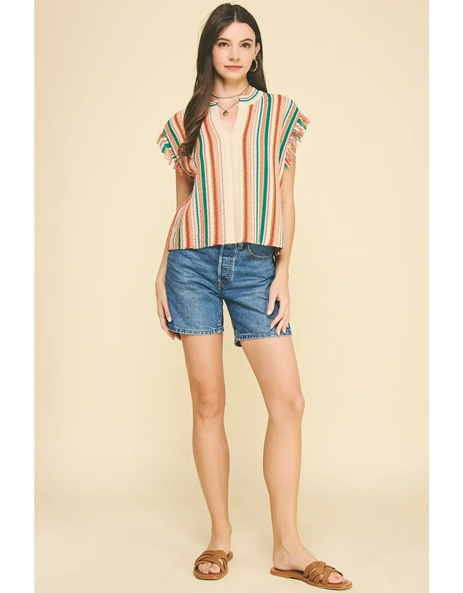 COLOR BLOCK CROCHET TOP