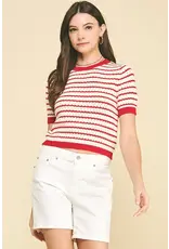 RED CROCHET SWEATER TOP