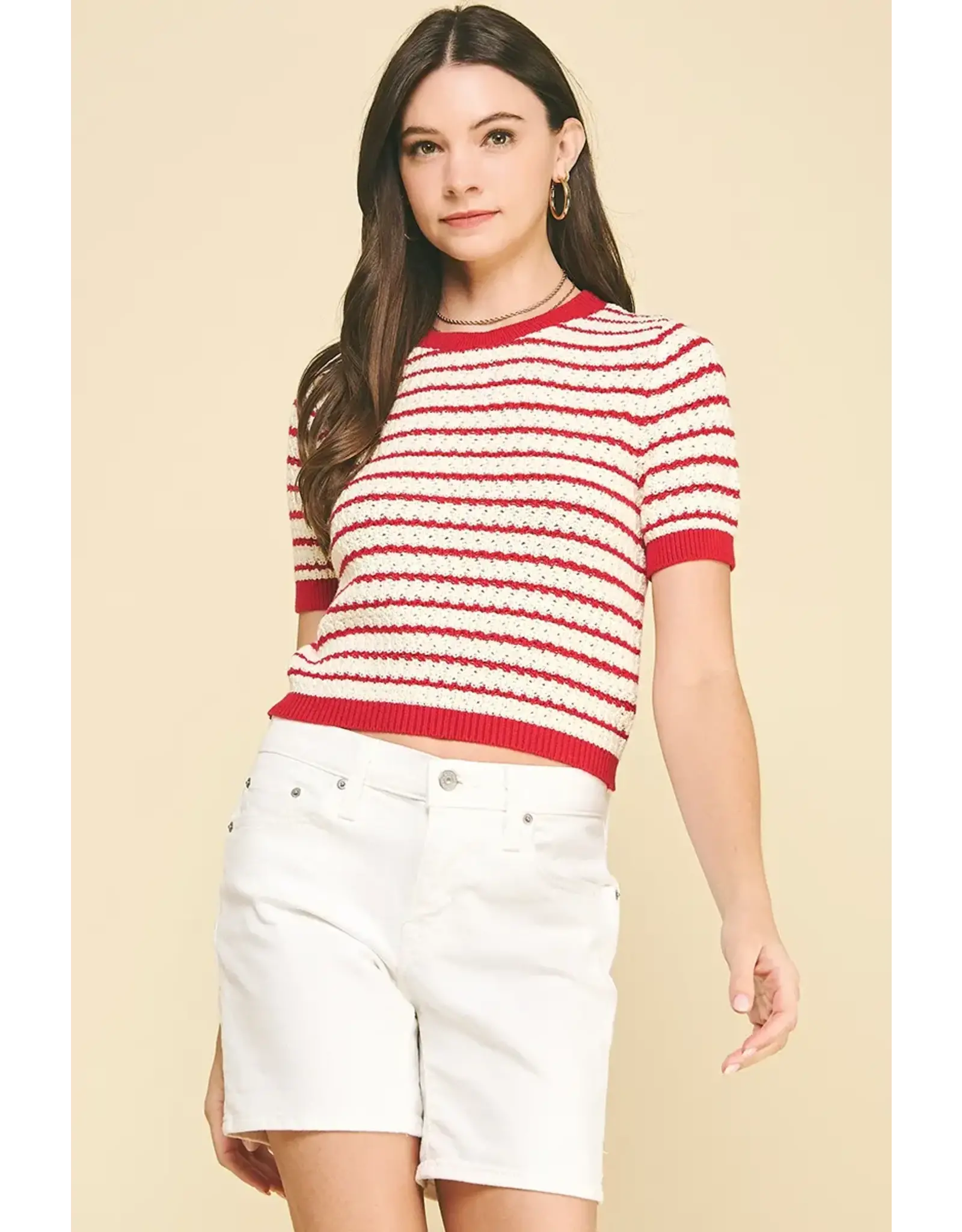 RED CROCHET SWEATER TOP