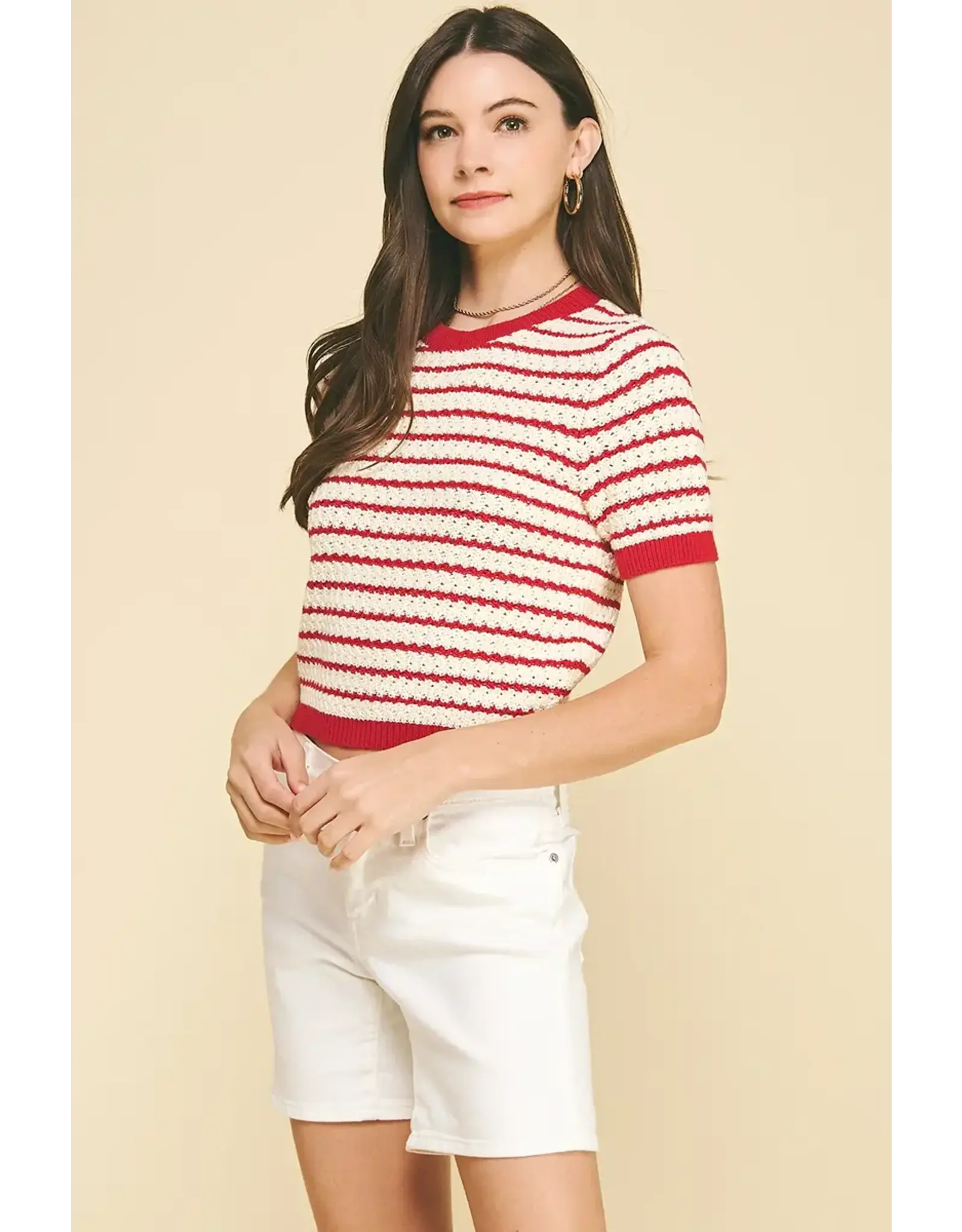 RED CROCHET SWEATER TOP