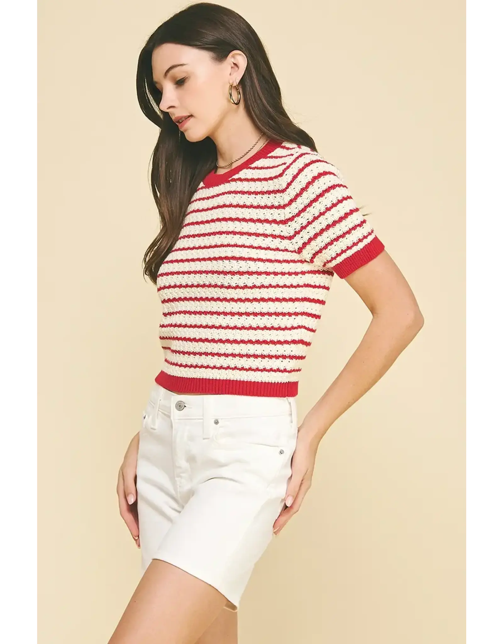 RED CROCHET SWEATER TOP