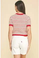 RED CROCHET SWEATER TOP