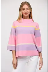 STRIPE JACKIE O SPRING MOCK NECK SWEATER