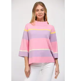 STRIPE JACKIE O SPRING MOCK NECK SWEATER