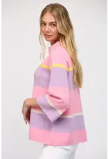 STRIPE JACKIE O SPRING MOCK NECK SWEATER