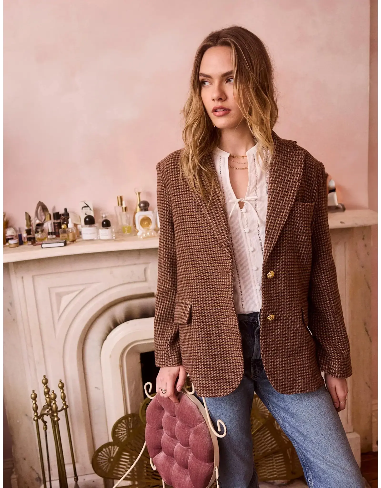 AIKO HOUNDSTOOTH BLAZER