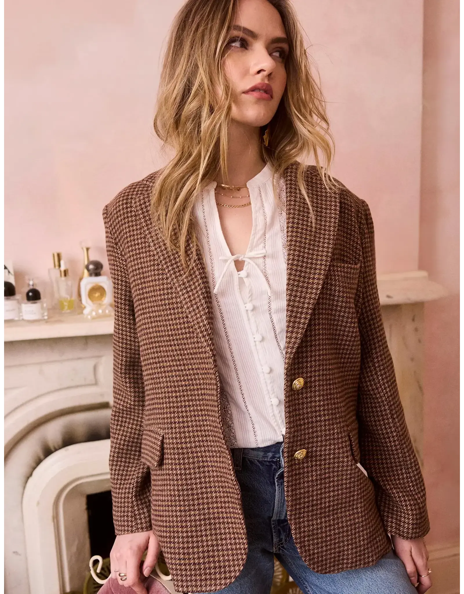 AIKO HOUNDSTOOTH BLAZER