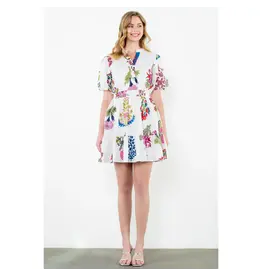PUFF SLEEVE VNECK MINI DRESS
