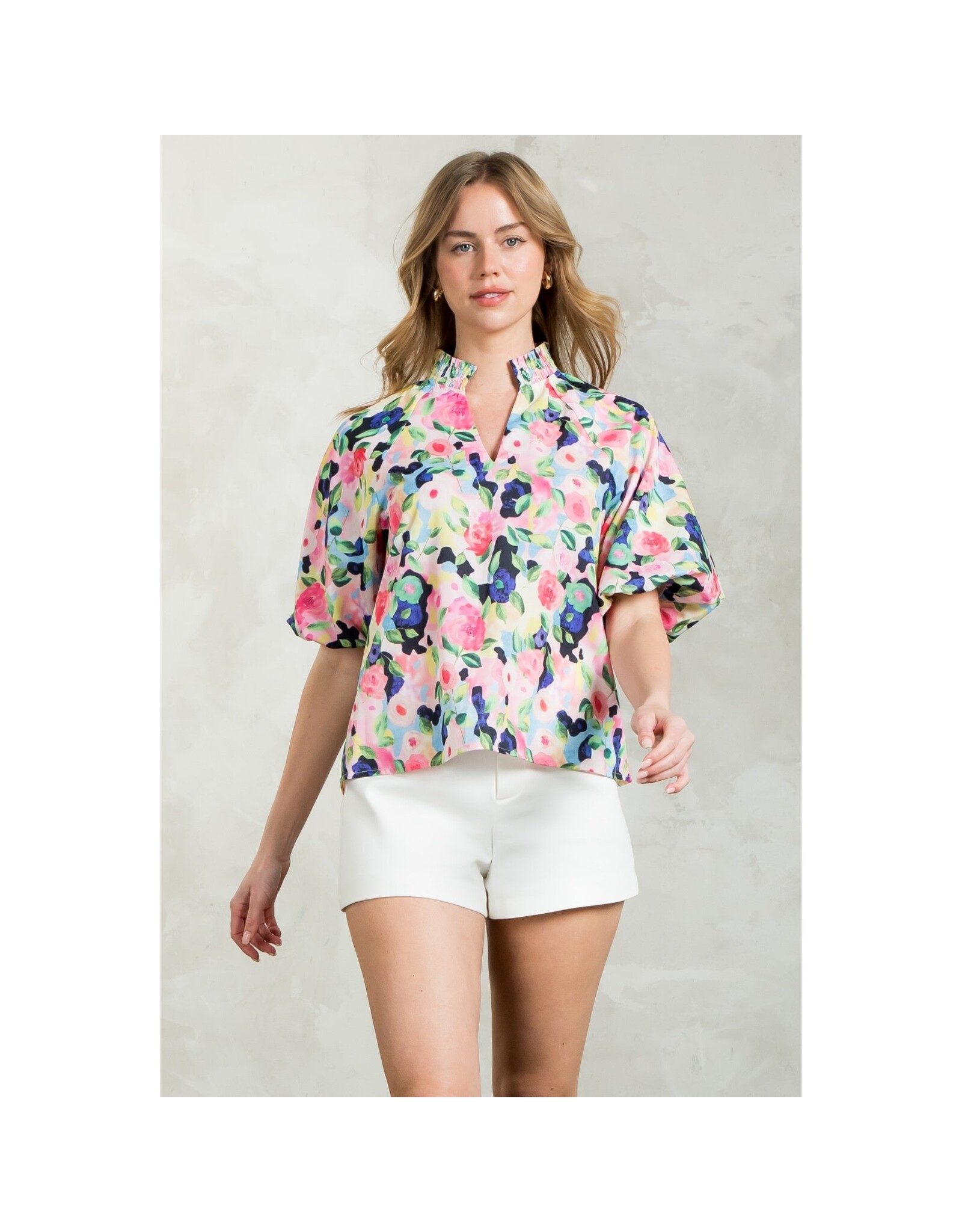 PUFF SLEEVE FLORAL TOP