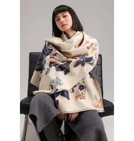 REVERSIBLE WRAP BLUE/ORANGE WILD LILIES