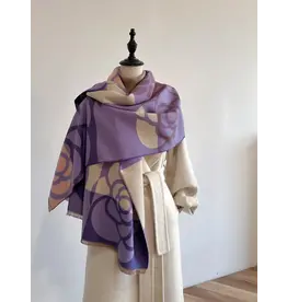 WINDING RIVER REVERSIBLE WRAP GEO ROSE PURPLE/IVORY