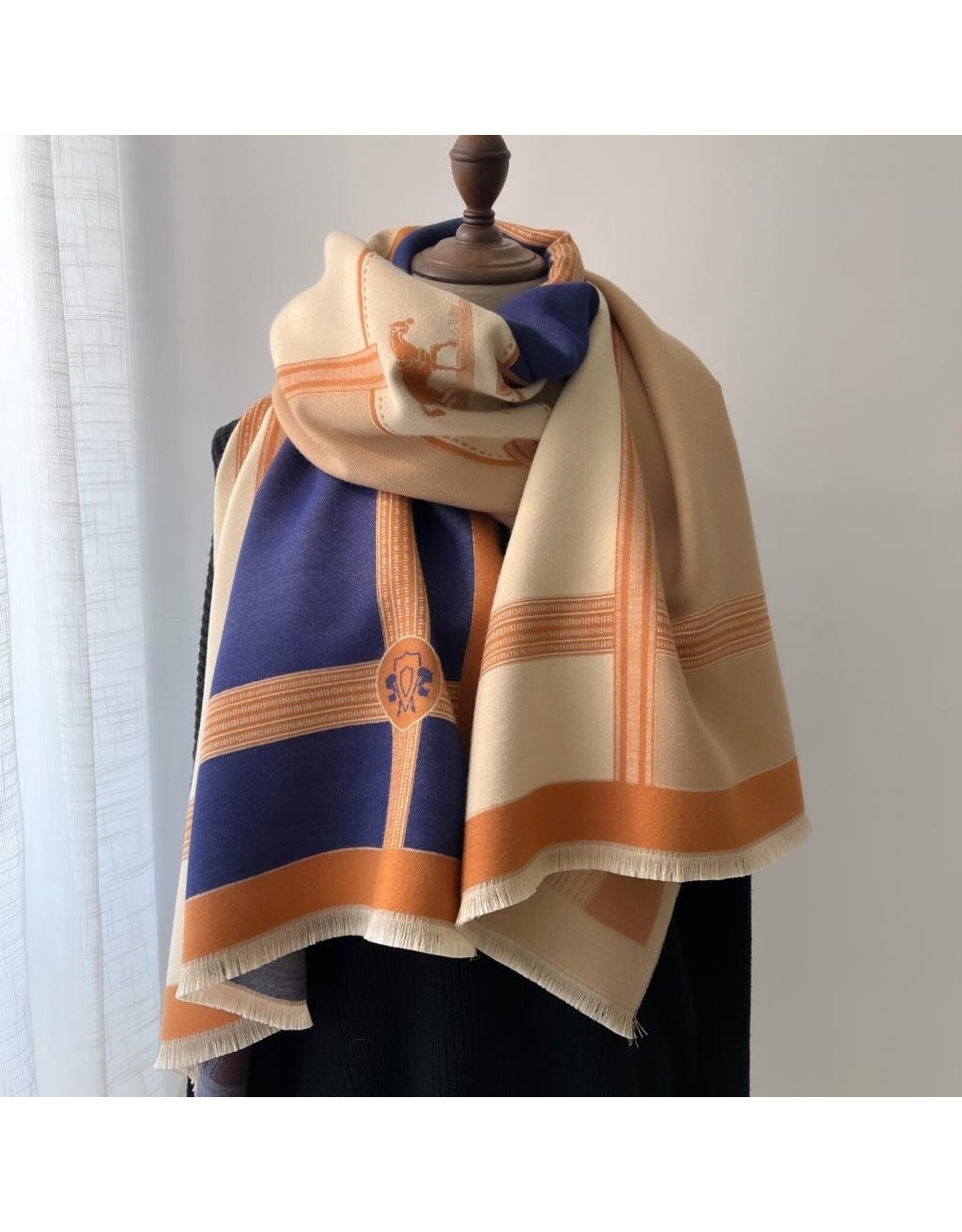 EQUESTRIAN REVERSIBLE WRAP BLUE PEACH PRANCE