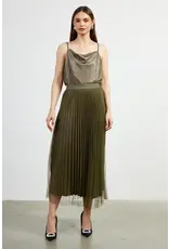PLEATED TULLE MIDI SKIRT