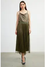PLEATED TULLE MIDI SKIRT