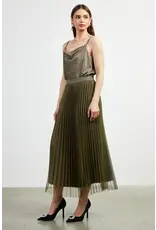 PLEATED TULLE MIDI SKIRT
