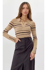 VNECK RIBBED STRIPE KNIT TOP