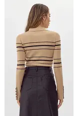 VNECK RIBBED STRIPE KNIT TOP